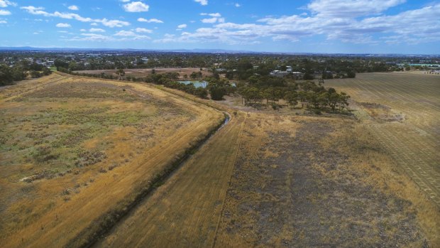 An aerial view of the four hectares where radioactive carcasses are buried in Werribee.