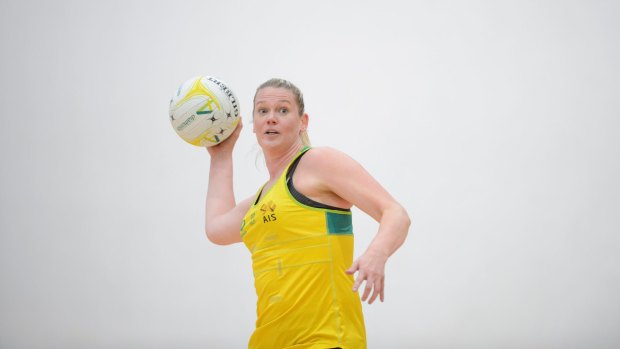 Goal shooter Caitlin Thwaites at Australian Diamonds training in the lead up to Wednesday's test match against South Africa. 
