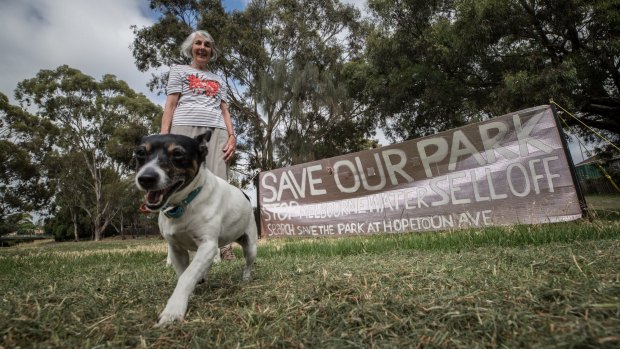 Kaye Oddie is among those upset by Melbourne Water's proposed sale of public land in Brunswick West. 