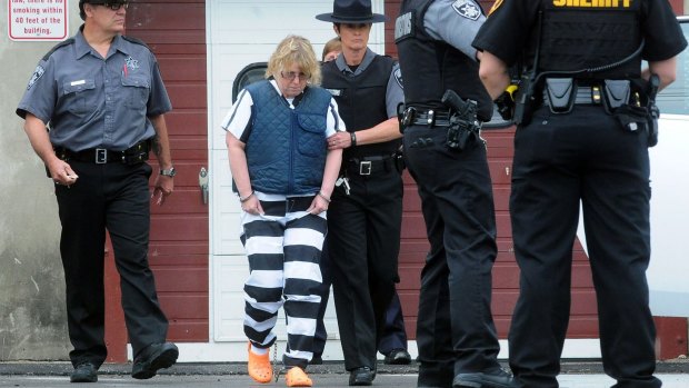 Joyce Mitchell leaves Plattsburgh City Court after her hearing on Monday.