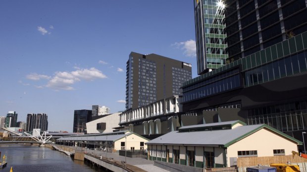 The Hilton South Wharf Hotel is on the banks of the Yarra River.