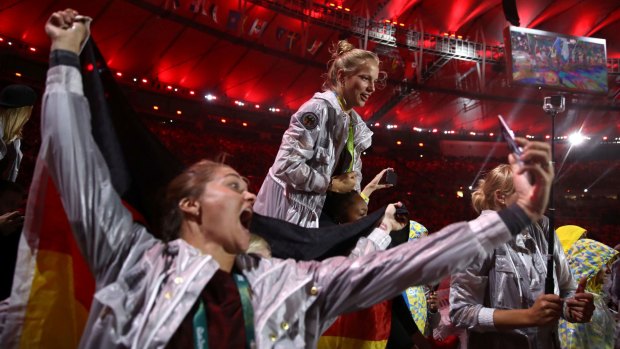 Team Germany at the Closing Ceremony on Day 16 of the Rio 2016 Olympic Games at Maracana Stadium on August 21, 2016 in Rio de Janeiro, Brazil.