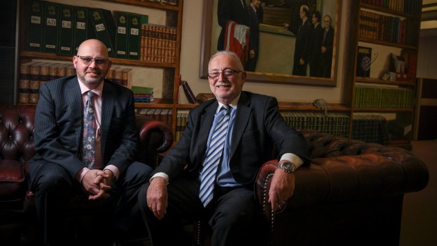 Solicitor Ron Tait (right) was a long-time friend and associate of Francine McNiff. His son Brett (left), also a solicitor, was mentored by Francine. 