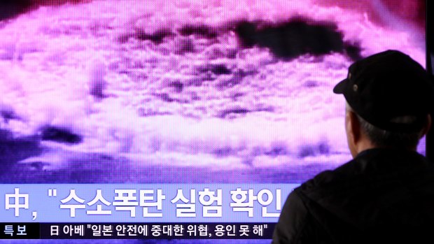 A man watches a television screen showing a news broadcast on North Korea's nuclear test at Seoul Station in Seoul, South Korea, on Wednesday.