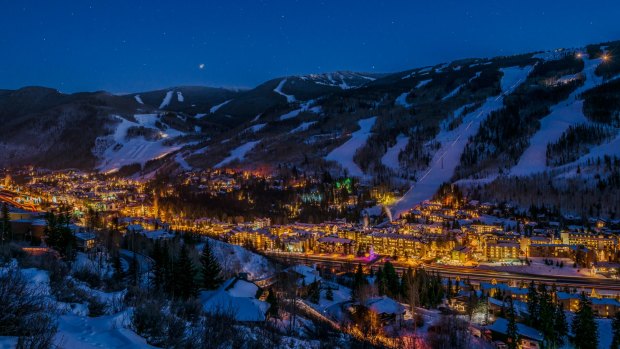 The town of Vail is nestled up to the base of the ski mountain.