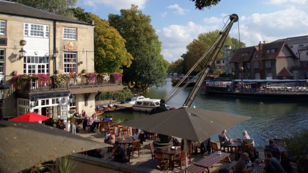 Renovated boatyard: The head of the river pub at Folly Bridge faces Salter's Steamers which dates back to 1858.