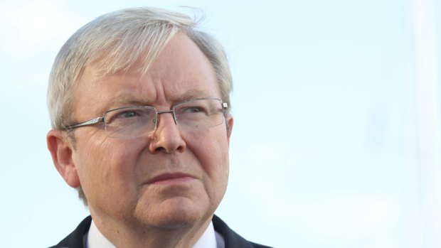 Not happy, Barrie: former prime minister Kevin Rudd.