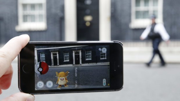 A Raticate, a character  from Pokemon Go, a mobile game that has become a global phenomenon, in Downing St, London, England. 