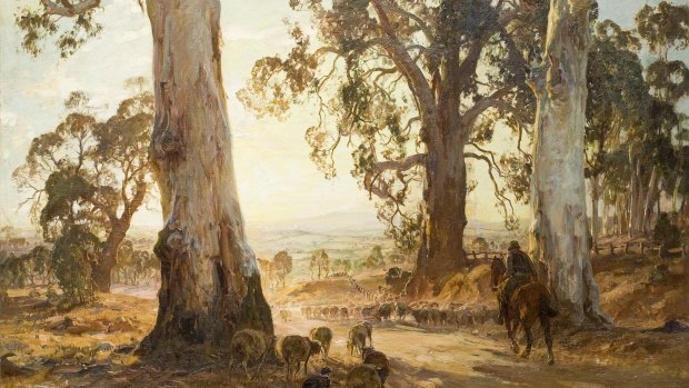 Hans Heysen's Droving into the Light (1914-21), detail.