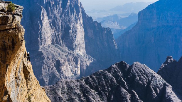 Rock climbing in the Al Hajar Mountains.