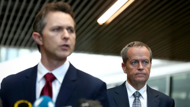 Shadow Trade Minister Jason Clare with Opposition Leader Bill Shorten.