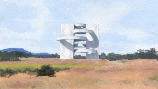 An artist's impression of the "Para building", a pavilion of two towers proposed by the Molonglo Group for its new development at Dairy Road, Fyshwick.
