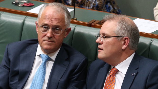 Curiouser and curiouser: Prime Minister Malcolm Turnbull and Treasurer Scott Morrison.