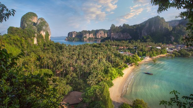 Thailand's cheapest beach: Railay Beach, Krabi.
