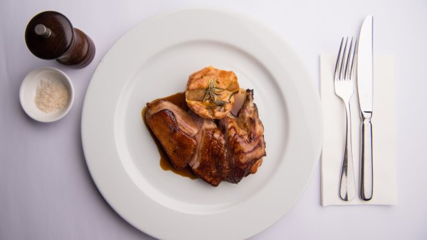 Go-to dish: Roast crown of duck, apple and rosemary clafoutis. 