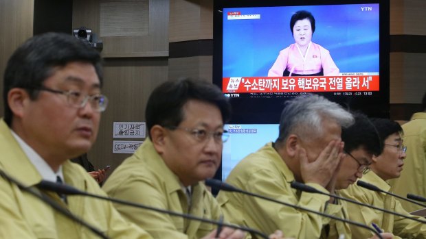 South Korean government officials attend an emergency meeting yesterday