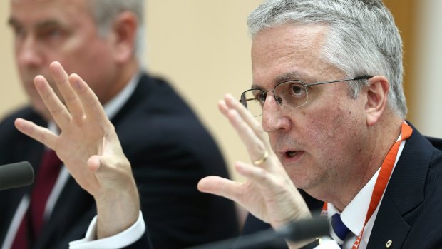 ABC Managing Director Mark Scott speaking at the Senate estimates hearing on Thursday night. 