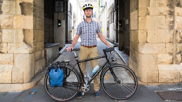 Cyclist Simon Vincett regularly makes a nine-kilometre ride to work in the CBD