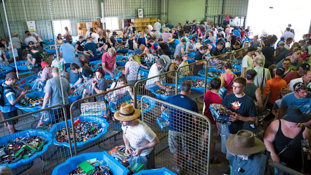 Huge lego sale at The Green Shed brings hundreds of people. Photo: Dion Georgopoulos