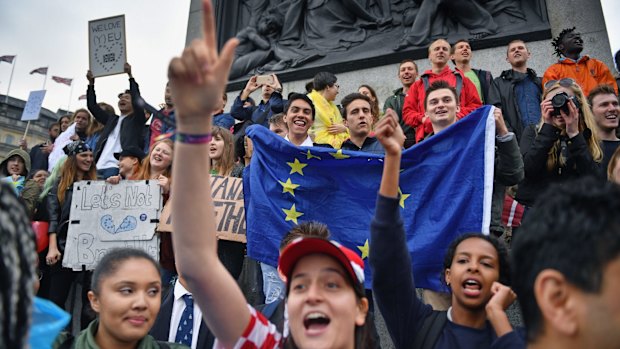 Pro-EU protesters in London on Tuesday. 