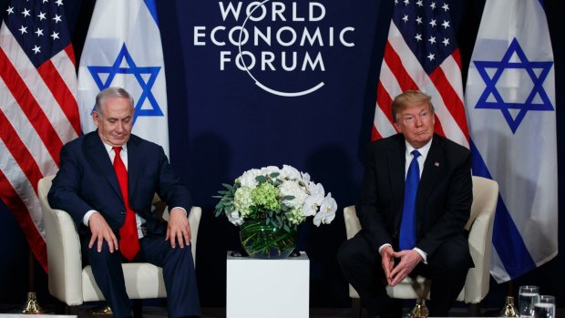US President Donald Trump meets with Israeli Prime Minister Benjamin Netanyahu at the World Economic Forum in Davos in January.