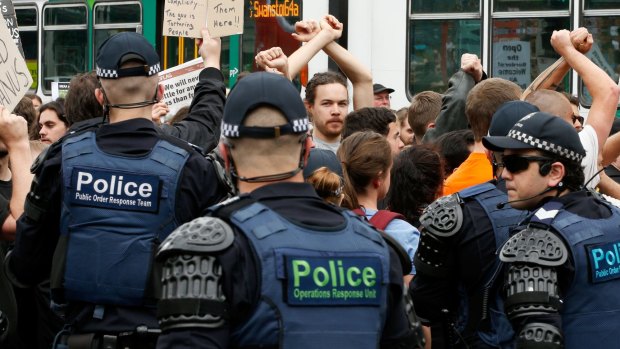 Manus Island protesters in Melbourne's CBD.