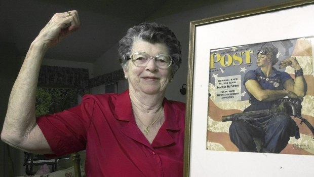 Mary Doyle Keefe poses with the <i>Saturday Evening Post</i> cover.