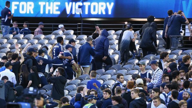 Melbourne Victory fans stage a walkout during the weekend A-League match against Adelaide United.