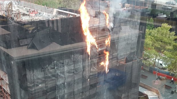 It appeared the fire was on the scaffolding of the building. 