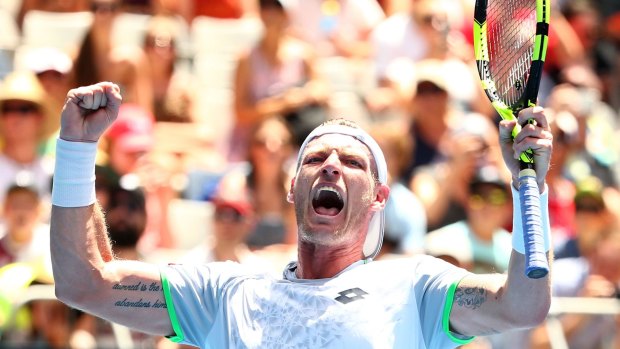 Banana-slip opportunity: Sam Groth will face French Open legend Rafael Nadal in the first round, but the 14-time Grand Slam winner is concerned by Groth's powerful serve.