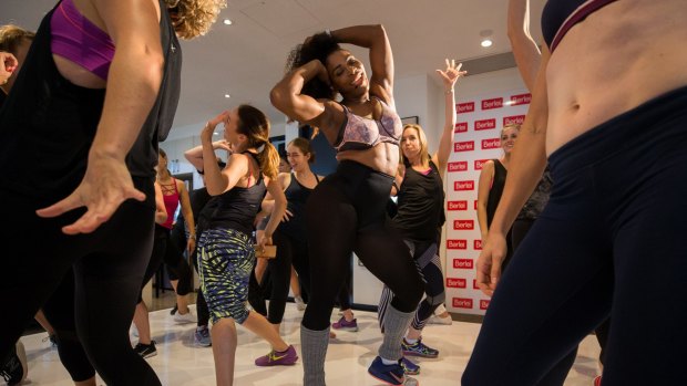 Serena Williams jumped off the stage at the end of the dance class to boogie with the guests.
