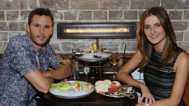 Getting a bite to eat: Ryan Kwanten with Kate Waterhouse at The Morrison in Sydney.