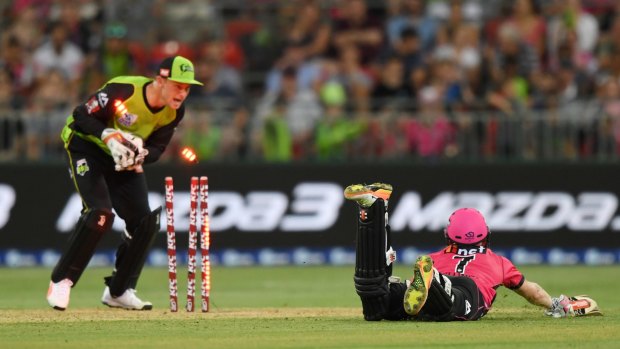 Too late: Sam Billings is run out at Spotless Stadium.