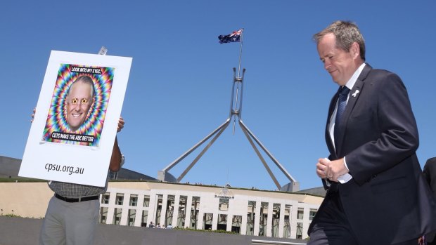 Support: Opposition Leader Bill Shorten at a rally against the cuts at Parliament House.