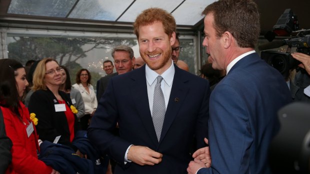 Prince Harry meets dignitaries and members of the Invictus Team Australia Squad at the official launch at Admiralty House. The Invictus Games will be held in Sydney, October 2018.