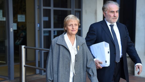 Naturopath Marilyn Bodnar leaves Campbelltown Local Court with her lawyer.