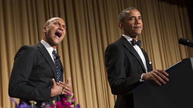 President Barack Obama brings out actor Keegan-Michael Key.