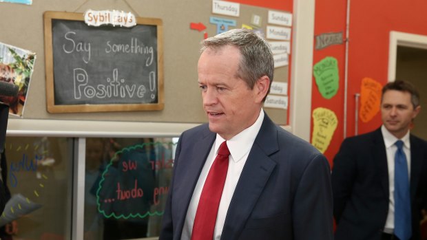 Bill Shorten during a visit to a school in Canberra.