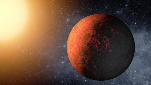 Illustration of Kepler-20e, one of the first Earth-size planets discovered orbiting a sun-like star outside our solar system.