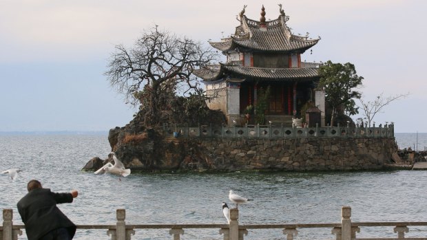 Little Putuo Temple on Erhai Lake is a big tourist drawcard in the 1000-year-old fishing village.