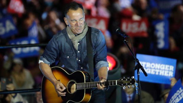 Bruce Springsteen performing at a Hillary Clinton campaign event in Philadelphia ahead of last November's election.