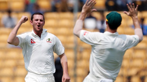 Upping the ante: Australia's Josh Hazlewood has turned up the heat on England's senior batsmen ahead of the Ashes series. 