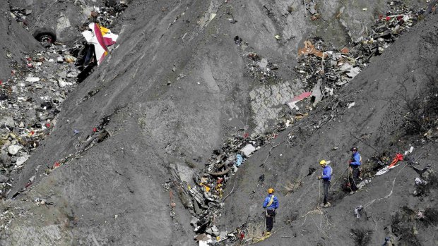 Debris from the Germanwings wreck in March. 