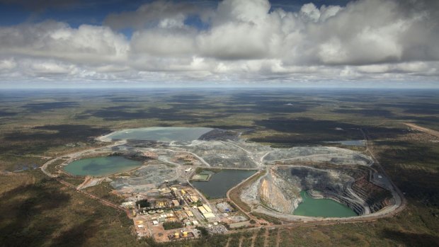 The Ranger uranium mine in Kakadu National Park, with its tailing dams almost full after the wet season. 