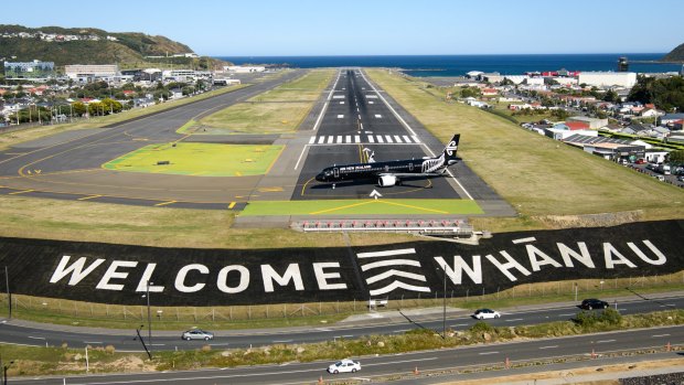 Wellington Airport welcomes the first flight to arrive in the city from Australia after the trans-Tasman bubble opened on Monday.
