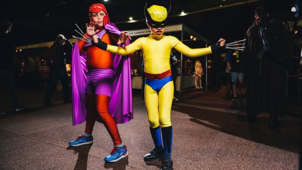 Alexey Grudnoff, 12, dressed as Magneto, with her brother, James, 10, dressed as Wolverine at last year's GAMMA.CON.