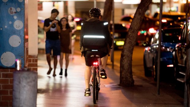 Cyclists in NSW are not allowed to ride on a footpath, except in limited circumstances, including if they are under the age of 12.