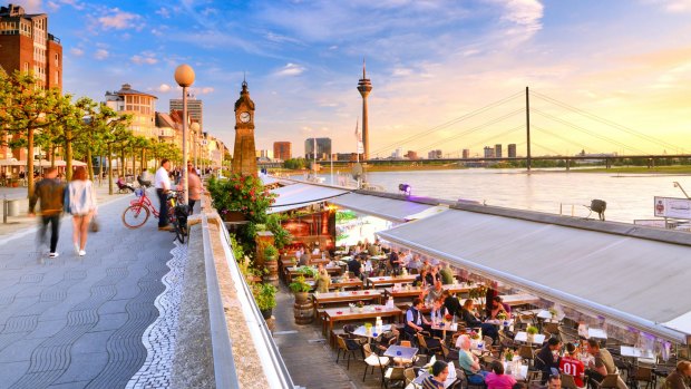 Dusseldorf Alstadt is packed with bars and nightclubs on the banks of the Rhine.
