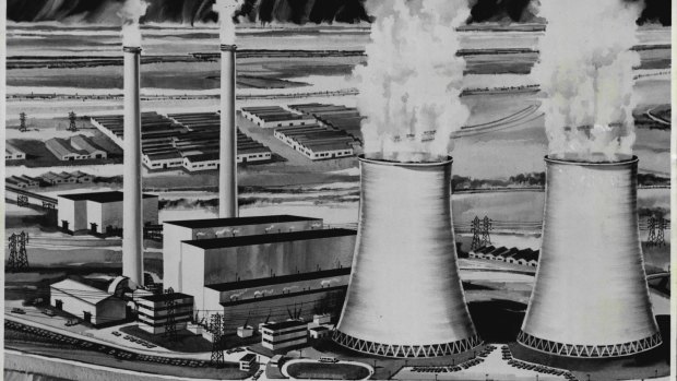 An artist's impression of Yallourn "W" Power Station from 1966.