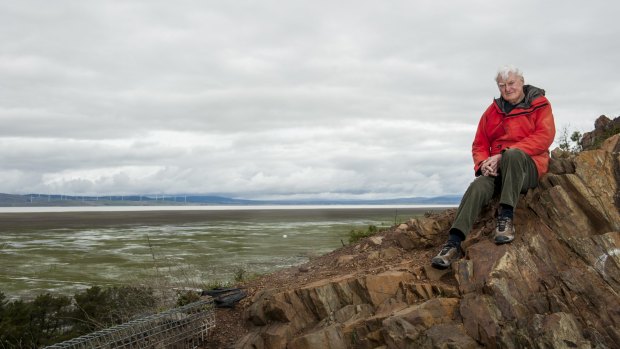 Graeme Burrow, author of a book on Lake George, at the Weereewa Lookout.